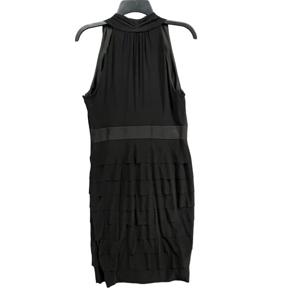 Evan Picone Dress 10 Black Sleeveless Halter Tiered Ruffle Cocktail Classic HOCO - Picture 3 of 12